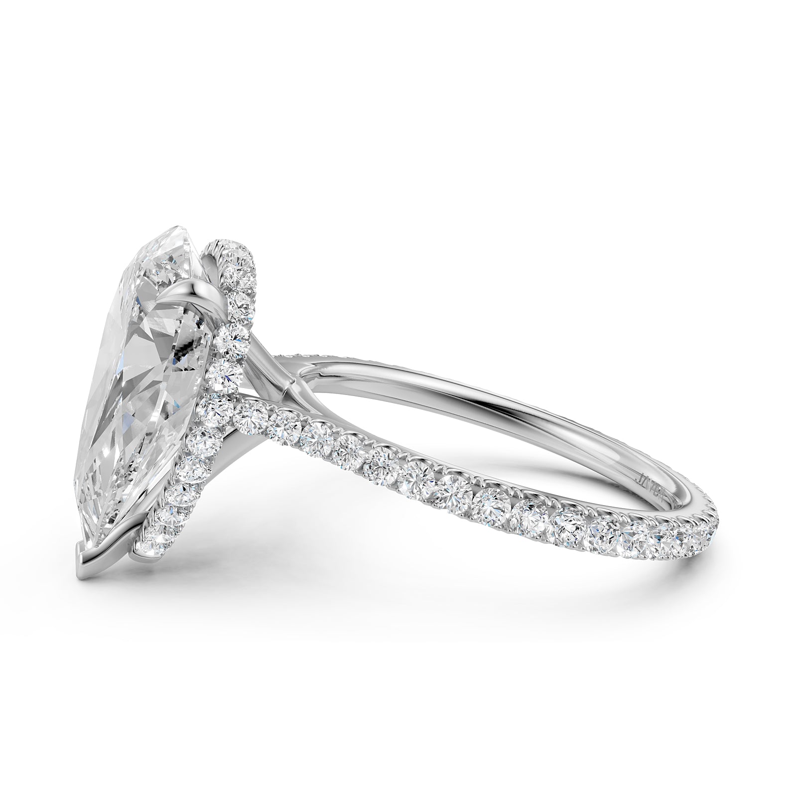 Cathedral Style Halo French U Pave Set Lab Grown Diamond Engagement Ring IGI Certified 4.55 Ctw.